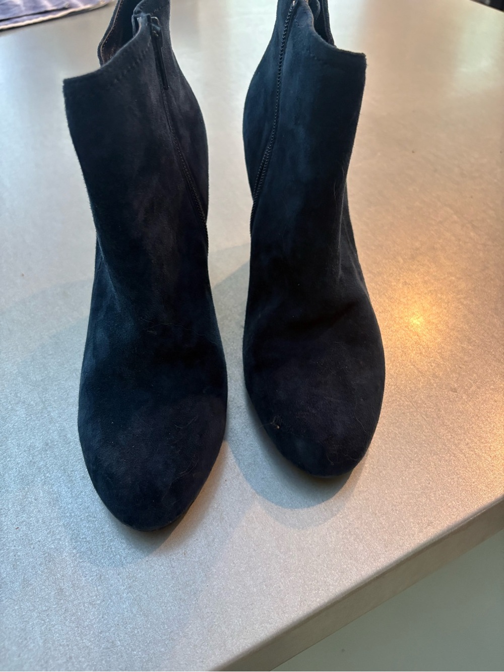Bella Vita Black Suede Ankle Booties with Inner Zip